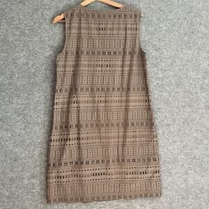 White Company Eyelet Sheath Sleeveless Dress Sz 8 Brown Lined Business Casual